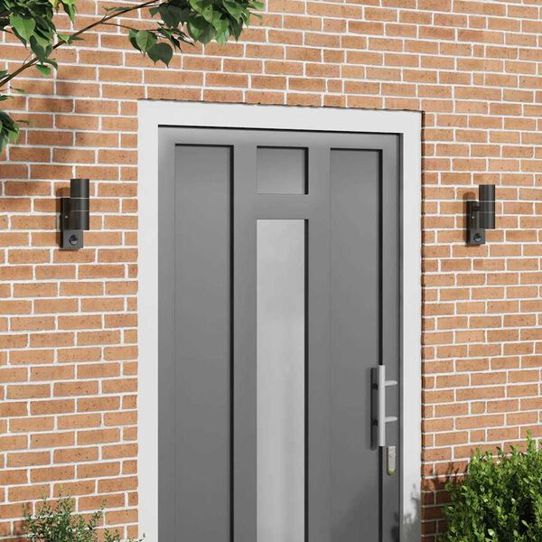 vidaXL Външни стенни лампи 2 pcs Черно 7 x 10 x 22 см