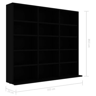 vidaXL CD шкаф, черен, 102x23x89,5 см, ПДЧ