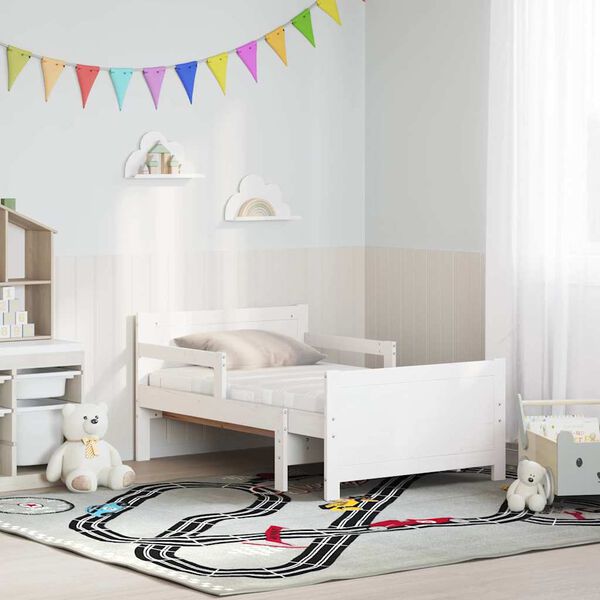 vidaXL Рамка за легло с матрак Бяло 80 x 200 cm Солидно борово дърво