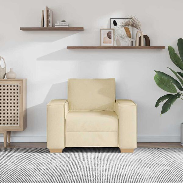 vidaXL Диван-фотьойл, кремав, 100x78x84 см, плат