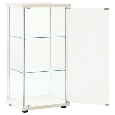 vidaXL Шкаф за съхранение, закалено стъкло, бял