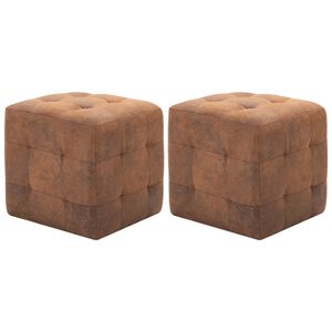 vidaXL Нощни шкафчета, 2 бр, кафяви, 30x30x30 см, изкуствен велур