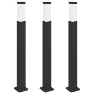 vidaXL Осветителни стълбове за стълбове, 3 бр., 80 см, черни, IP44