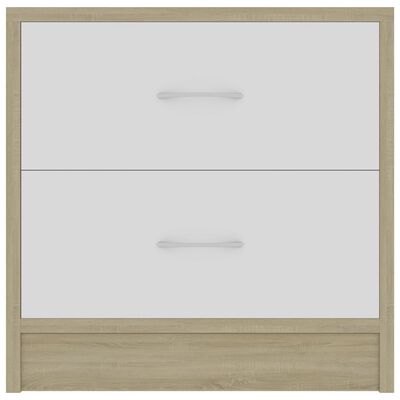 vidaXL Нощни шкафчета, 2 бр, бяло и дъб сонома, 40x30x40 см, ПДЧ