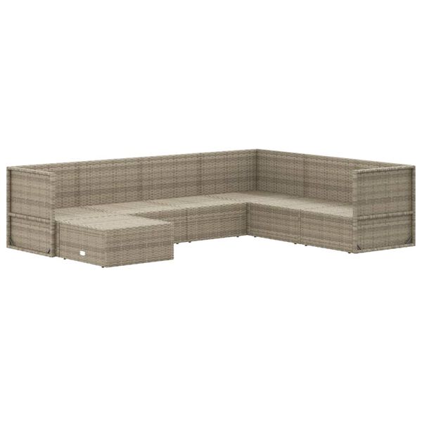 vidaXL Градински лаундж комплект с възглавници 7 части полиратан сив