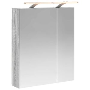 vidaXL Шкаф с огледало за баня с рафт Сив Сонома 60 x 14,5 x 70 см