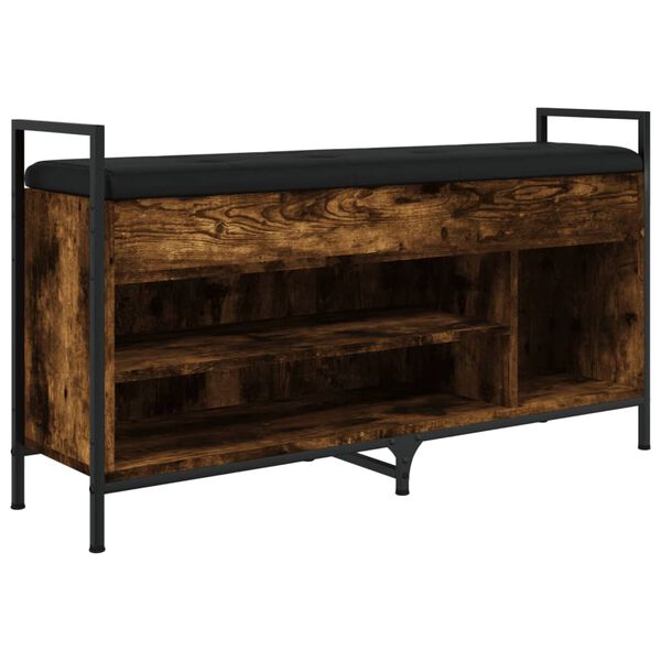 vidaXL Пейка за обувки, опушен дъб, 105,5x32x57,5 см, инженерно дърво