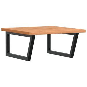 vidaXL Стенен рафт за мивка, стомана и масивно дърво бук