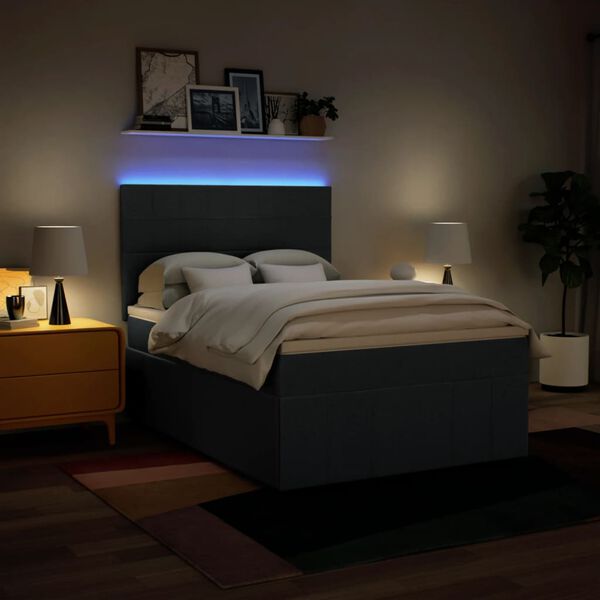 vidaXL Боксспринг легло с матрак, синьо, 140x200 см, плат