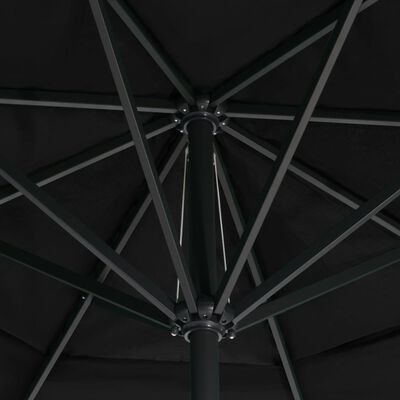 vidaXL Градински чадър с алуминиев прът, 600 см, черен