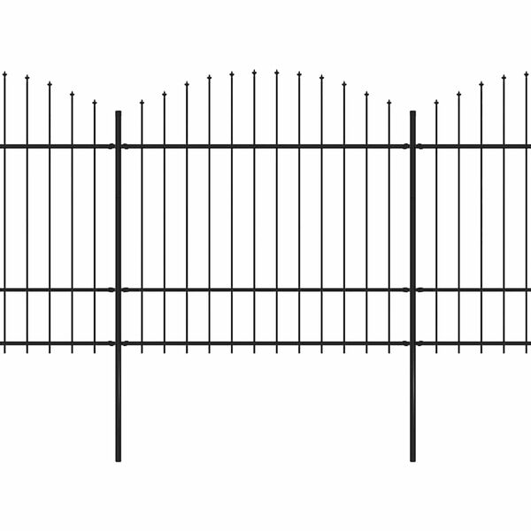 vidaXL Градинска ограда с връх тип &bdquo;копие&ldquo;, стомана, 714,5x175 см, черна