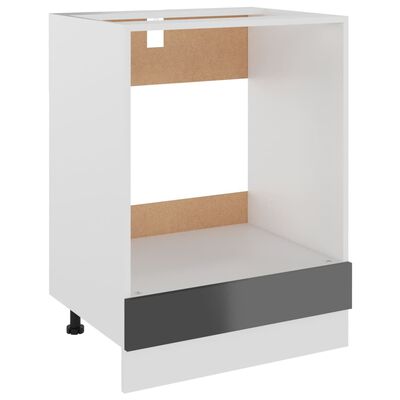 vidaXL Шкаф за фурна, сив гланц, 60x46x81,5 см, ПДЧ