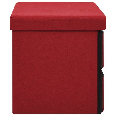 vidaXL Сгъваема пейка за съхранение червена 76x38x38 см изкуствен лен