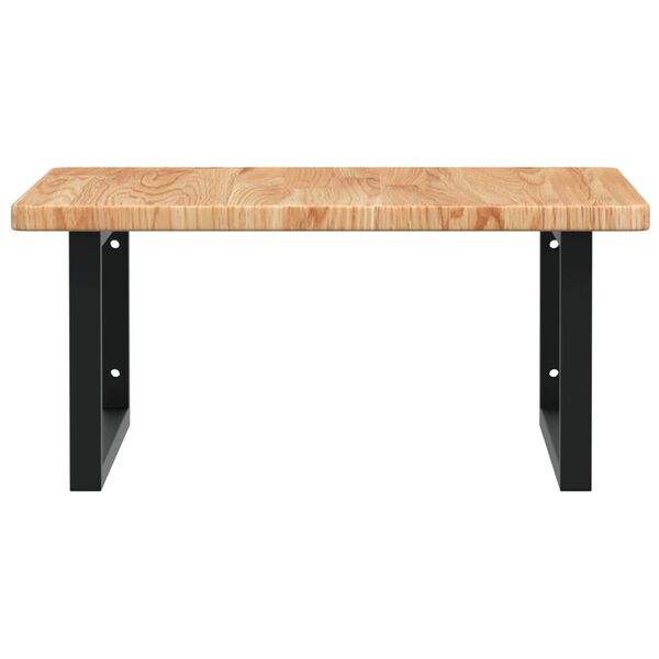 vidaXL Стенен рафт за мивка, стомана и масивно дърво дъб