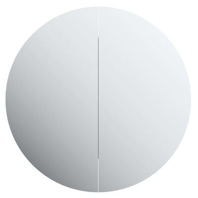 vidaXL Шкаф за баня с кръгло огледало и LED, бял, 40x40x17,5 см