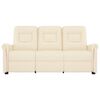 vidaXL 3-местен масажен реклайнер, кремаво, изкуствена кожа