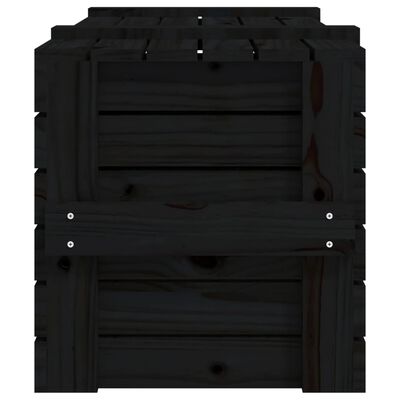 vidaXL Кутия за съхранение, черна, 91x40,5x42 см, борово дърво масив