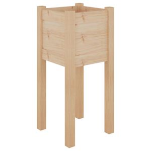 vidaXL Градински сандък, 31x31x70 см, борово дърво масив