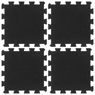 vidaXL Гумени подови плочки 4 бр черни 16 мм 30x30 см
