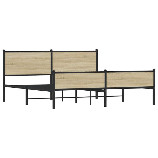 vidaXL Метална рамка за легло, без матрак, сонома дъб, 183x213 см
