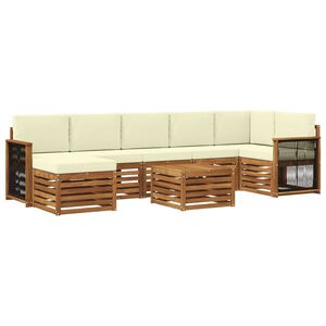 vidaXL Комплект дивани за открито 7 pcs Натурален и Крема
