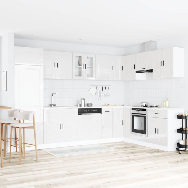 vidaXL Мивка с шкаф със съхранение Porto 2 pcs Бяло Инженерно дърво