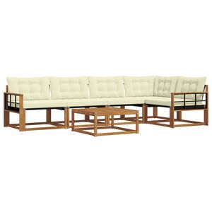 vidaXL Комплект дивани за открито 6 pcs Натурален и Крема