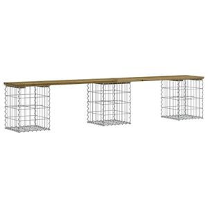 vidaXL Градинска пейка габионен дизайн 203x31x42 см импрегниран бор