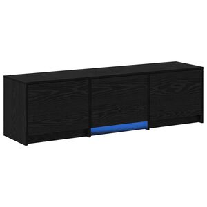 vidaXL TV шкаф с LED с LED ленти с чекмедже Черен Дъб 140 x 34 x 40 см