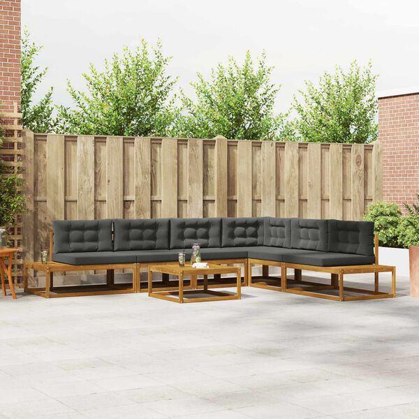 vidaXL Комплект дивани за открито 7 Брой Натурален и Антрацит