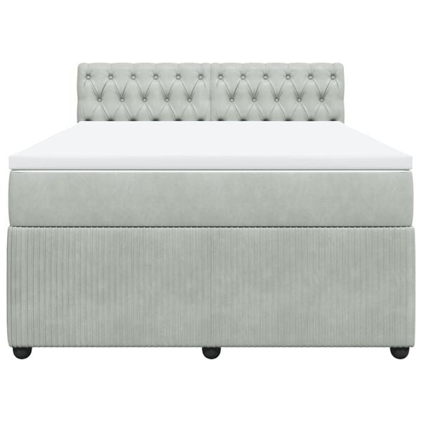 vidaXL Боксспринг легло с матрак, светлосива, 140x190 см, кадифе