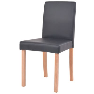 vidaXL Трапезна маса и столове, 5 части, изкуствена кожа, дъб, черно