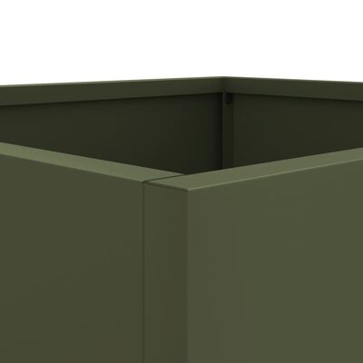 vidaXL Кашпа, маслиненозелена, 32x29x75 см, студеновалцувана стомана