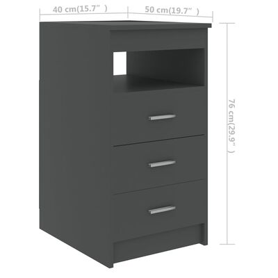 vidaXL Шкаф с чекмеджета, сив, 40x50x76 см, инженерна дървесина