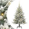 vidaXL Изкуствена светена коледна елха с комплект топки Зелено 120 cm