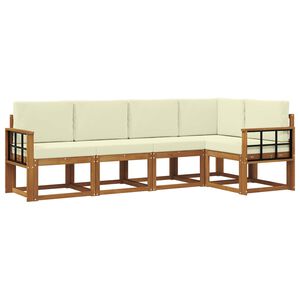 vidaXL Комплект дивани за открито 5 pcs Натурален и Крема