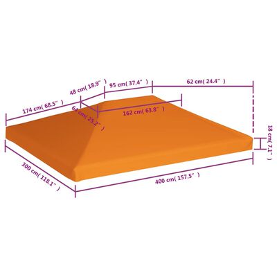 vidaXL Покрив за шатра, 310 г/м², 4x3 м, оранжев
