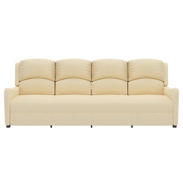 vidaXL 4-местен масажен реклайнер, кремав, текстил