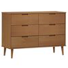 vidaXL Шкаф с чекмеджета MOLDE, кафяв, 113x40x80 см, бор масив