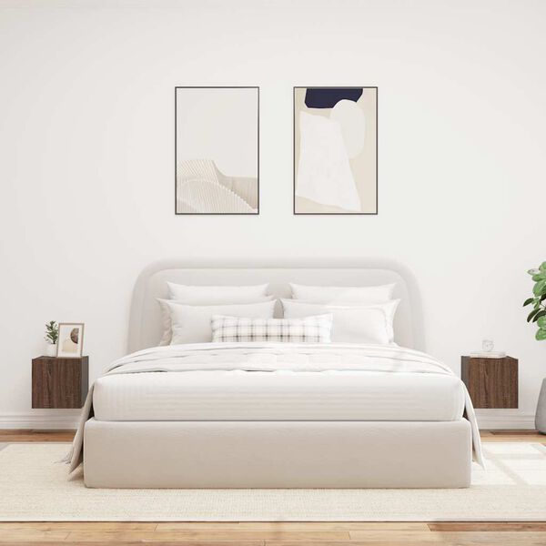 vidaXL Стенни ТВ шкафове с LED лампи, 2 бр, кафяв дъб, 30,5x35x30 см