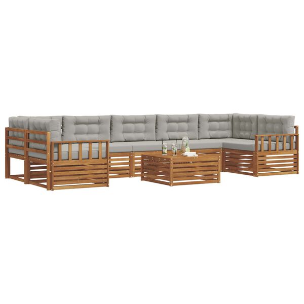 vidaXL Комплект дивани за открито 8 pcs Естествено и светло сиво