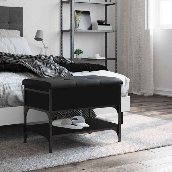 vidaXL Пейка за обувки, черна, 62x42x45 см, инженерно дърво