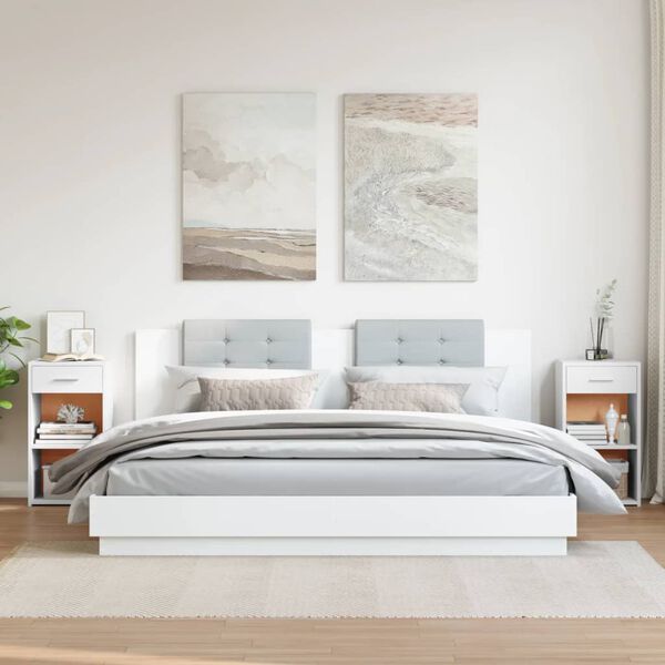 vidaXL Нощни шкафчета, 2 бр, бели, 35x34x65 см, инженерно дърво