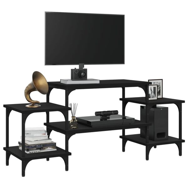 vidaXL ТB шкаф, черен, 117x35x52 см, инженерно дърво