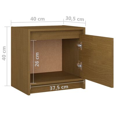 vidaXL Нощно шкафче, меденокафяво, 40x30,5x40 см, бор масив