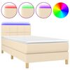 vidaXL Боксспринг легло с матрак и LED, кремаво, 80x200 см, плат