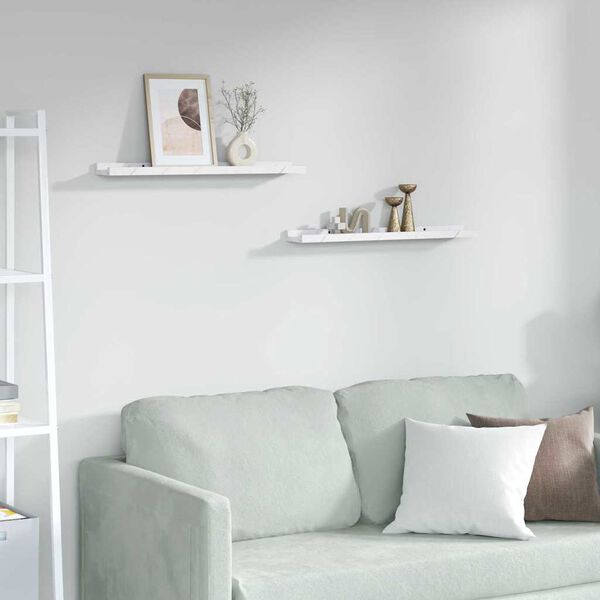 vidaXL Стенен рафт 2 pcs Бял мрамор 60 x 9 x 3 cm Инженерно дърво