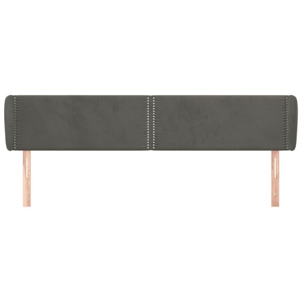 vidaXL Горна табла за легло с уши, тъмносива, 183x23x78/88 см, кадифе