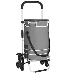 vidaXL Пазарски тролей 1 Сиво 47 x 39 x 100,5 см Оксфордска тъкан