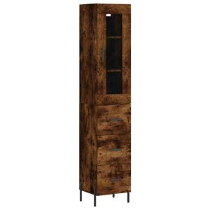 vidaXL Висок шкаф, опушен дъб, 34,5x34x180 см, инженерно дърво